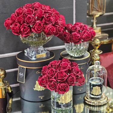 Luxury Centrepiece 37 Rose Bud Bouquet - Gold Badge - Carmine Red - CPRB04 (Carton of 1)